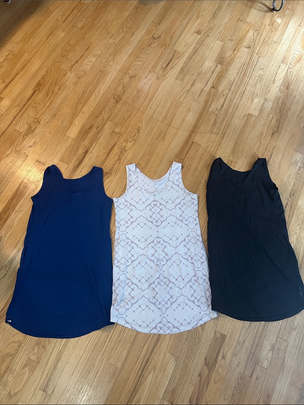 The North Face Mini Skirt-Style Tank Dresses in Blue, White, Black. Qty 3